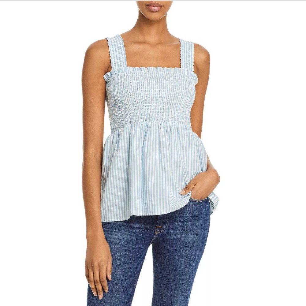 [nwt] AQUA Striped Poplin Smocked Top